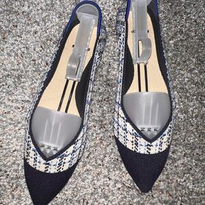 Rothy's Navy and Cream Patterned Flats